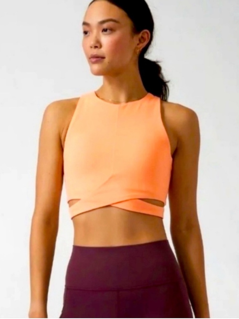 Athleta Peach Crop Tank with Front Cutouts Size Medium